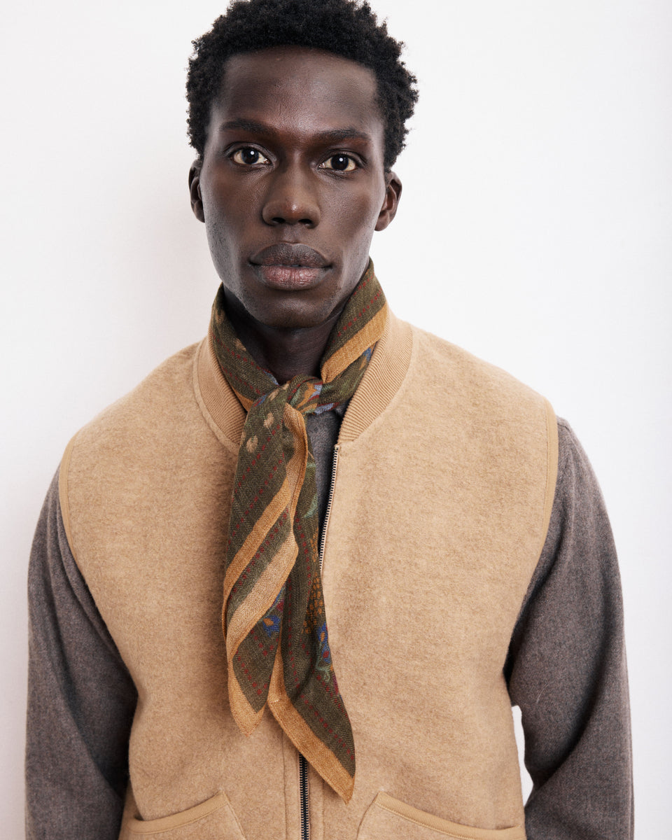 Men's Bronze Herringbone Wool Scarf - Image alternative