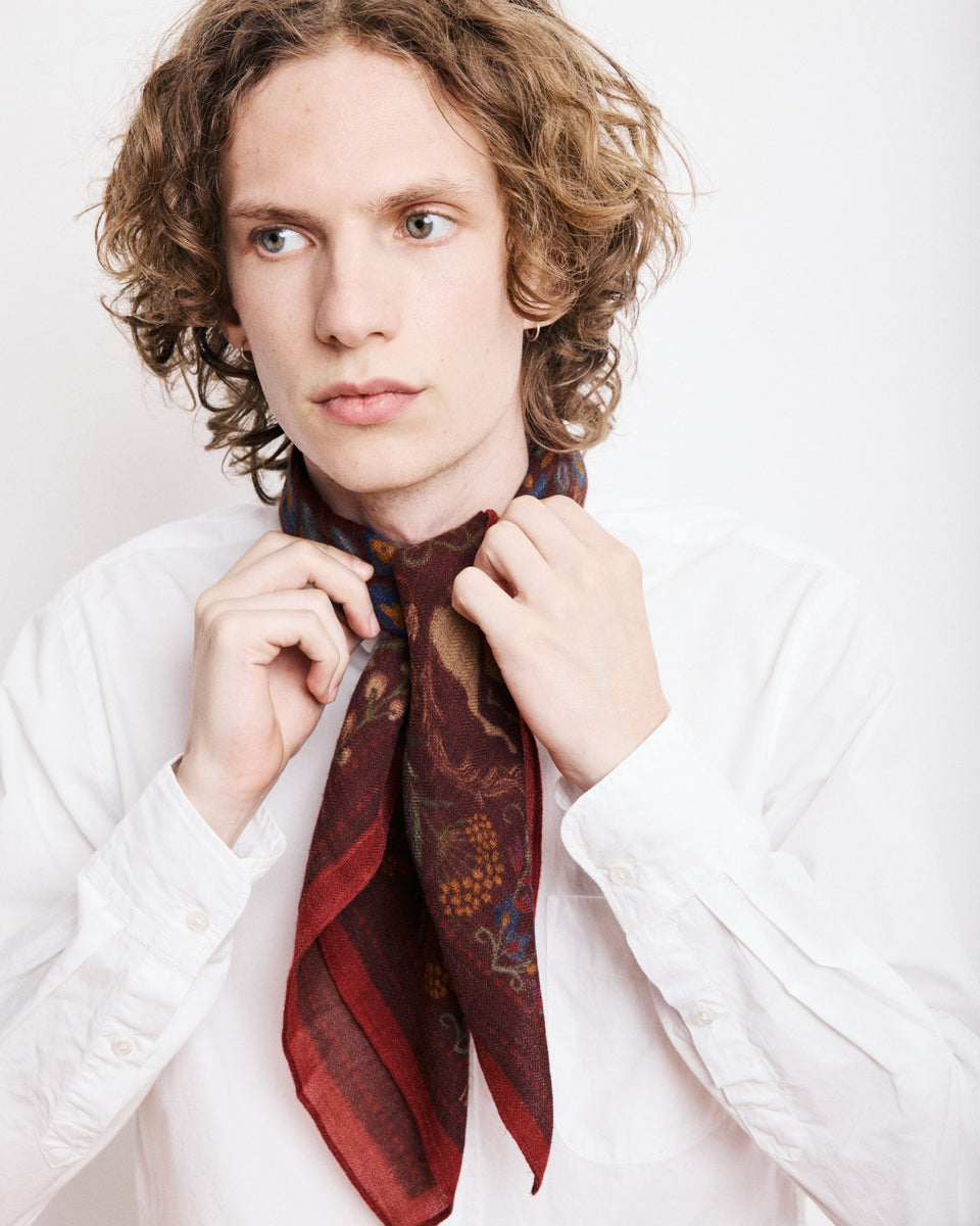 Echarpe Homme en Laine à Chevrons Imprimée Rouge - Image principale
