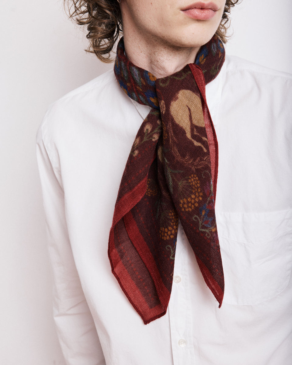 Echarpe Homme en Laine à Chevrons Imprimée Rouge - Image alternative