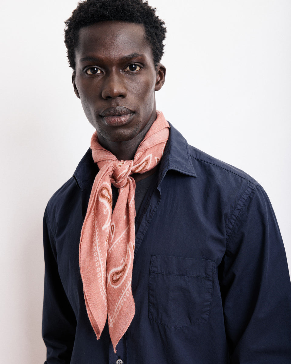 Bandana Men's Pink Printed Wool Scarf - Image principale