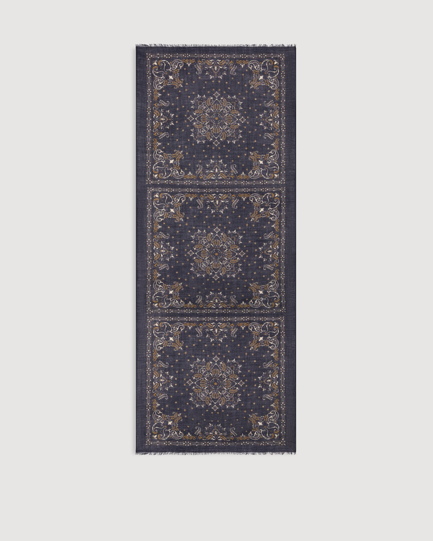 Bandana Men's Navy Blue Printed Wool Scarf