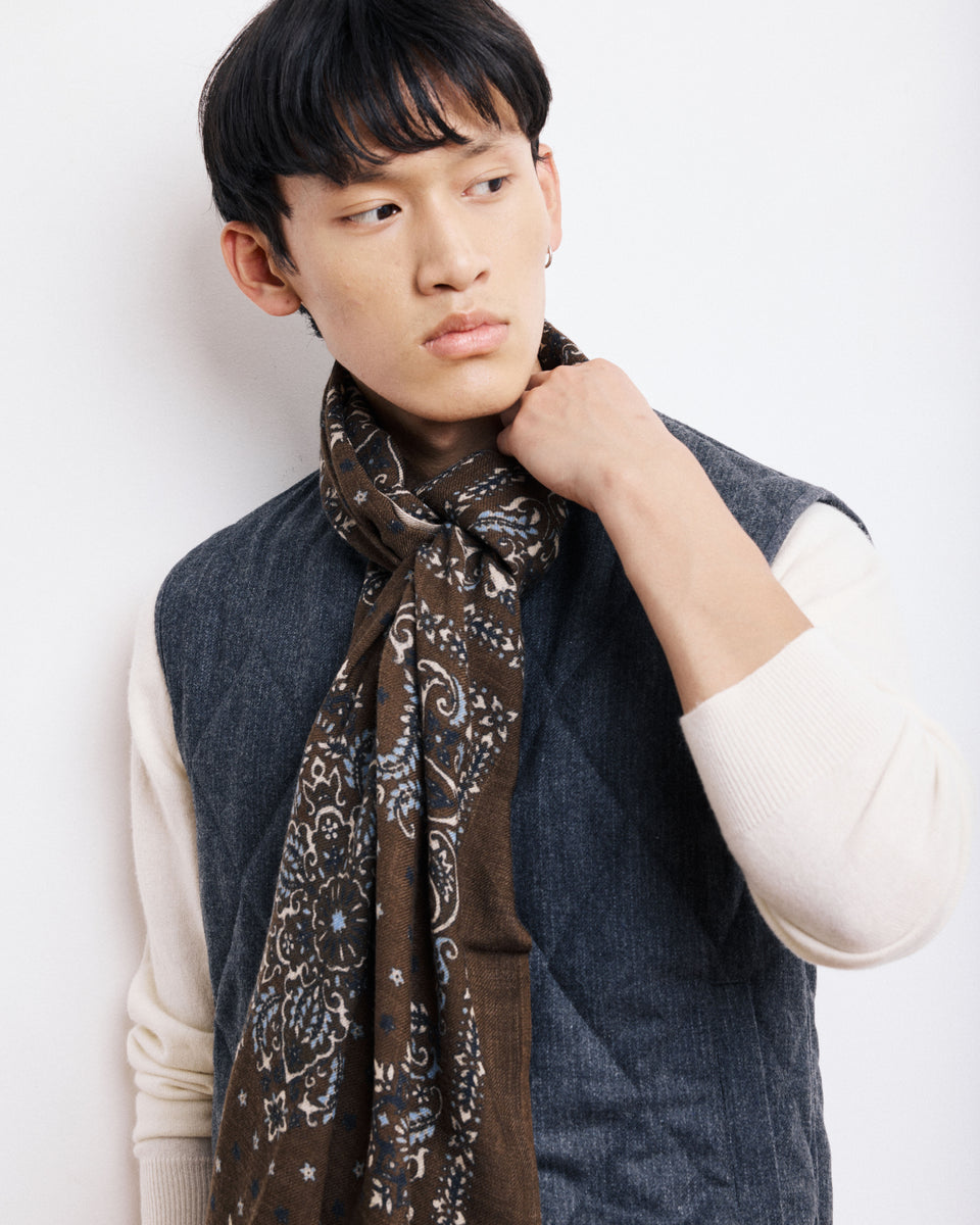 Echarpe Homme en Laine Imprimée Vert Militaire Bandana - Image alternative