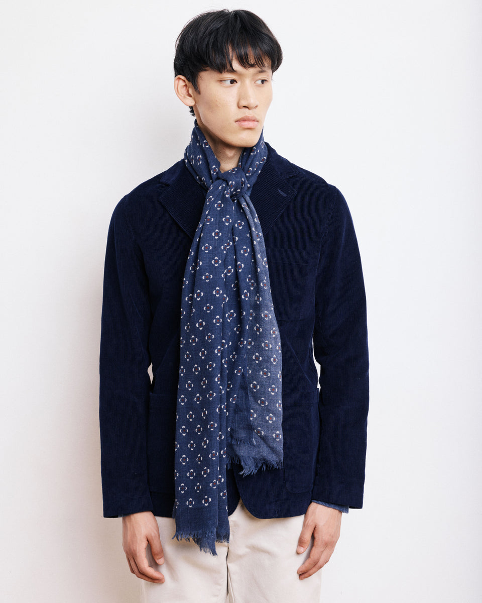 Dots Men's Navy Blue Printed Wool Scarf - Image principale