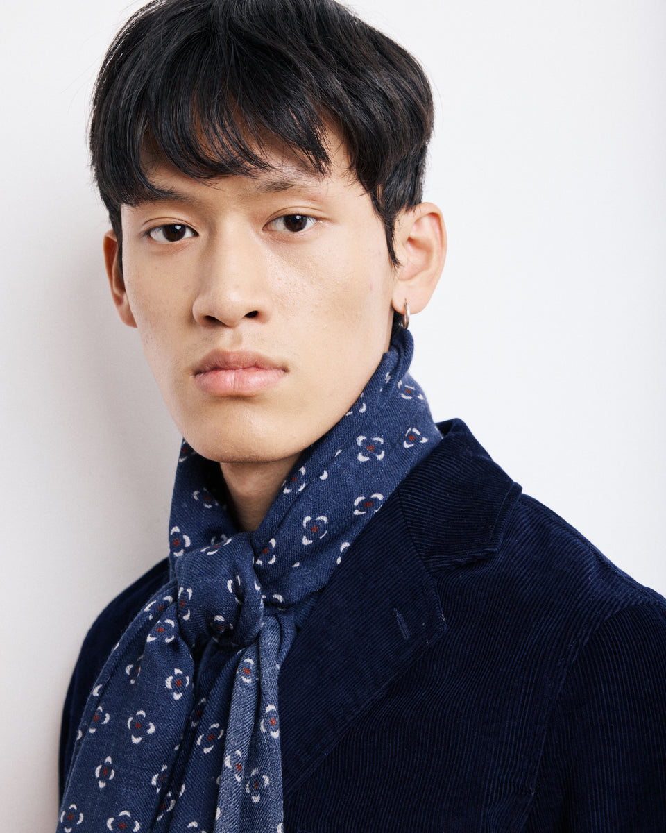 Dots Men's Navy Blue Printed Wool Scarf - Image alternative