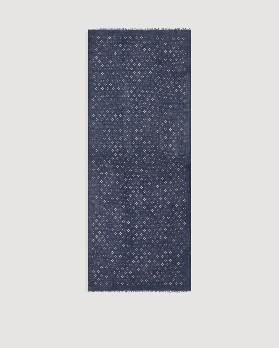 Dots Men's Navy Blue Printed Wool Scarf - Image 3