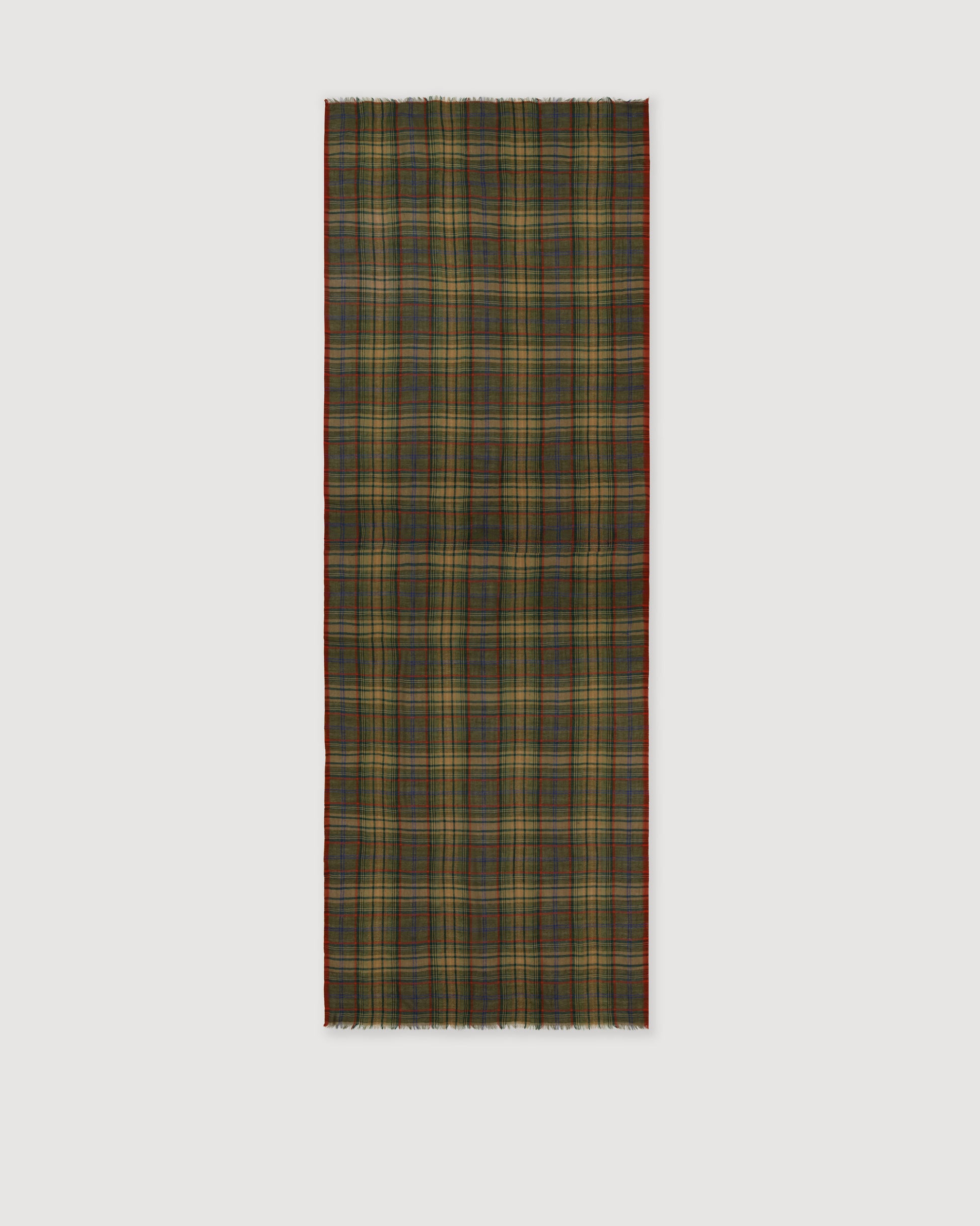 Echarpe Homme en Laine à Carreaux Vert & Rouge Tartan