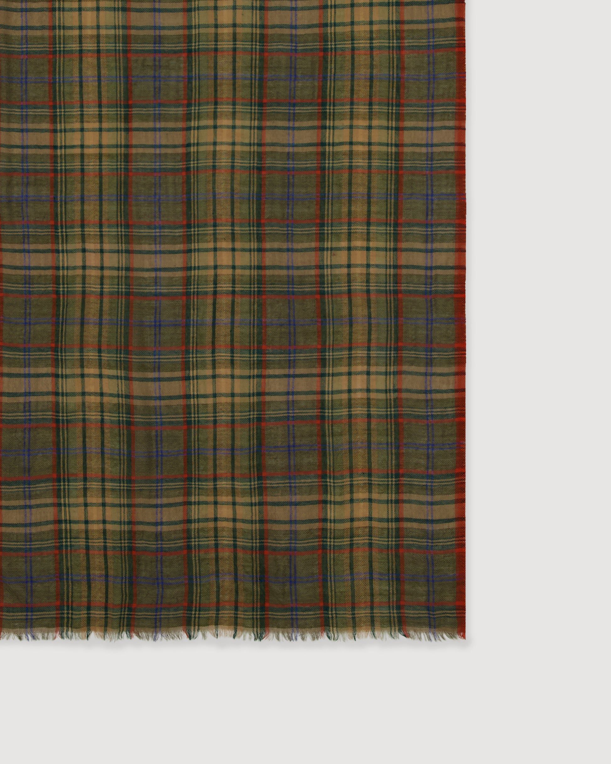 Echarpe Homme en Laine à Carreaux Vert & Rouge Tartan