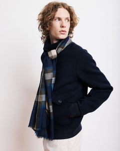 Echarpe Homme en Laine à Carreaux Vert & Bleu Tartan