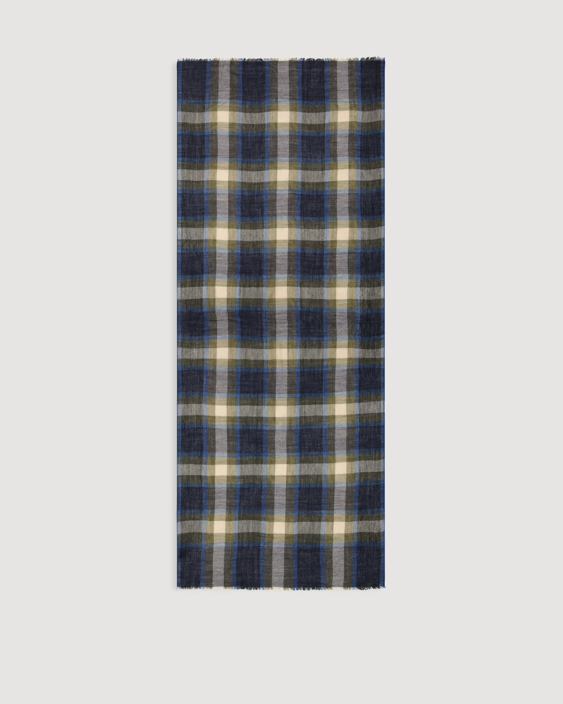 Echarpe Homme en Laine à Carreaux Vert & Bleu Tartan
