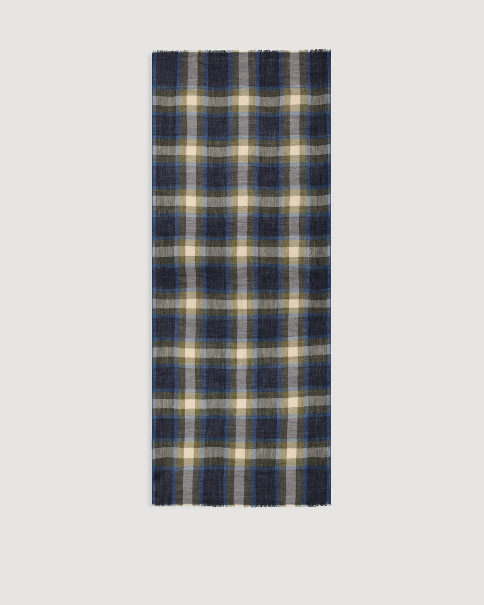 Echarpe Homme en Laine à Carreaux Vert & Bleu Tartan - Image 3