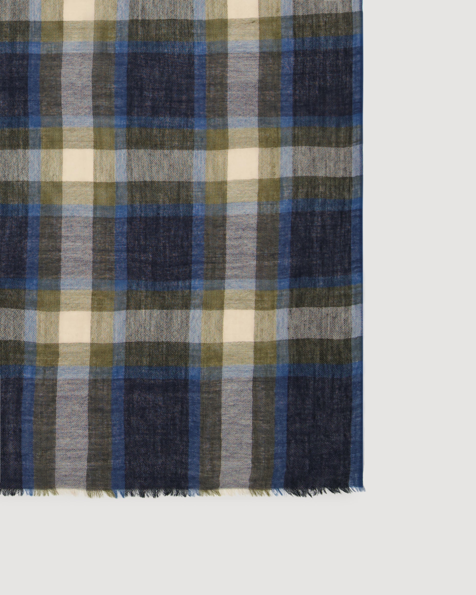 Echarpe Homme en Laine à Carreaux Vert & Bleu Tartan