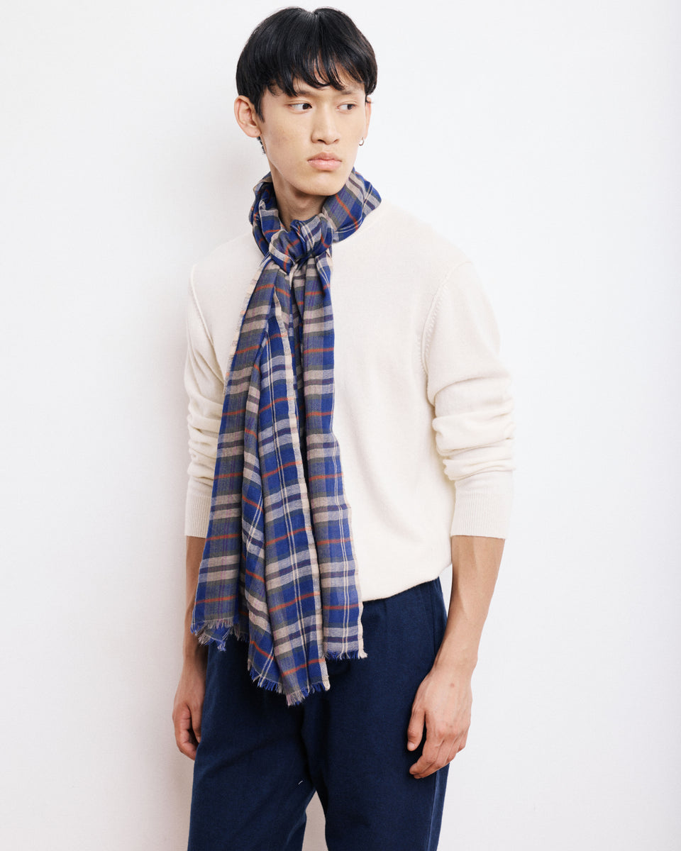Tartan Men's Multicolor Checked Wool Scarf - Image principale