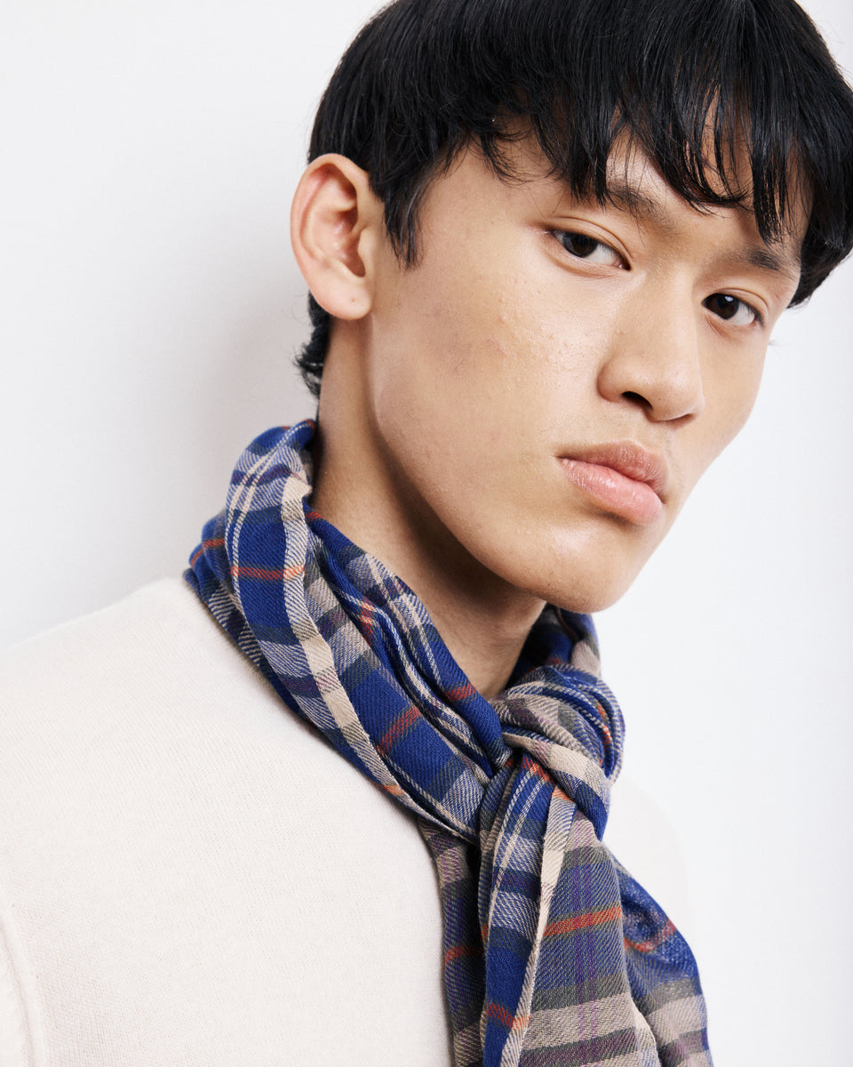 Tartan Men's Multicolor Checked Wool Scarf - Image alternative
