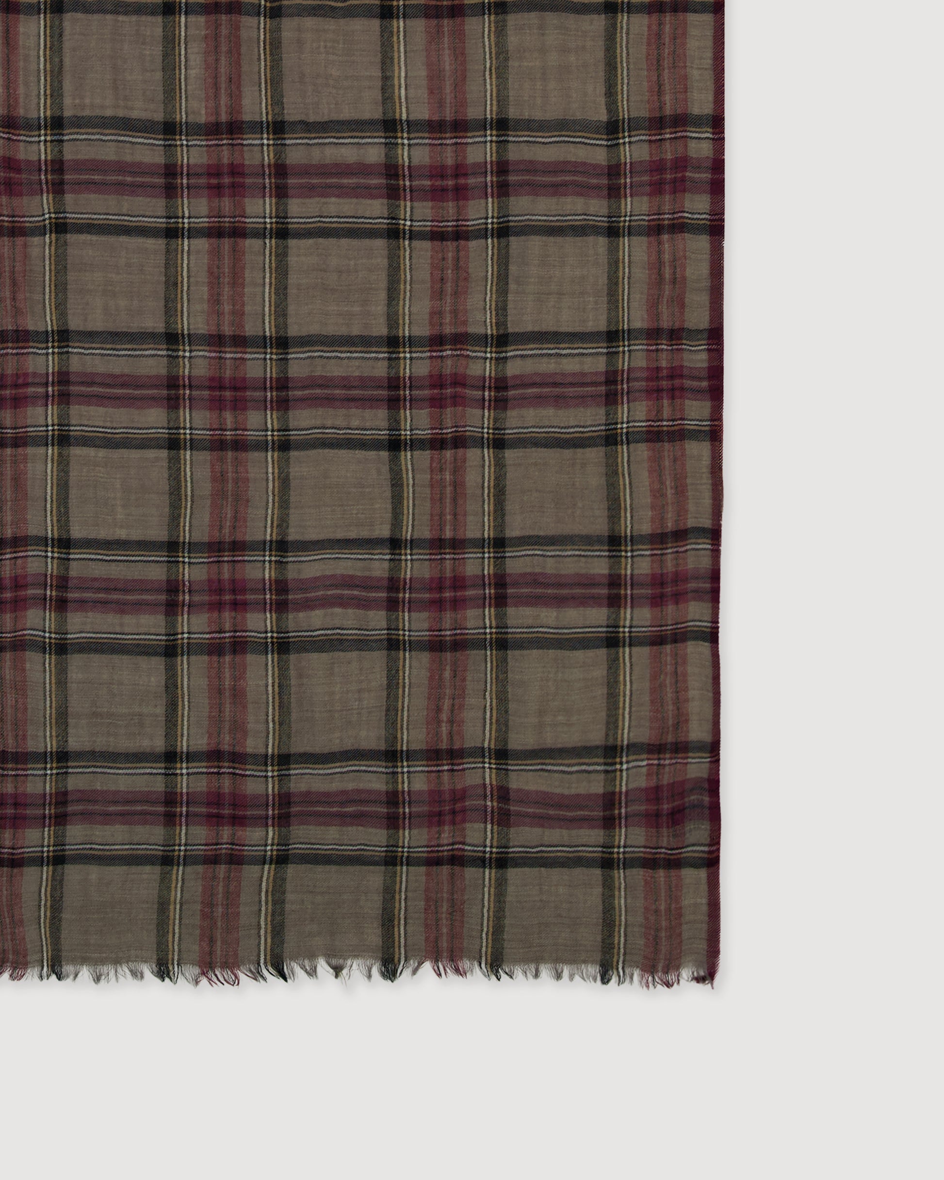 Echarpe Homme en Laine à Carreaux Gris & Rouge Tartan