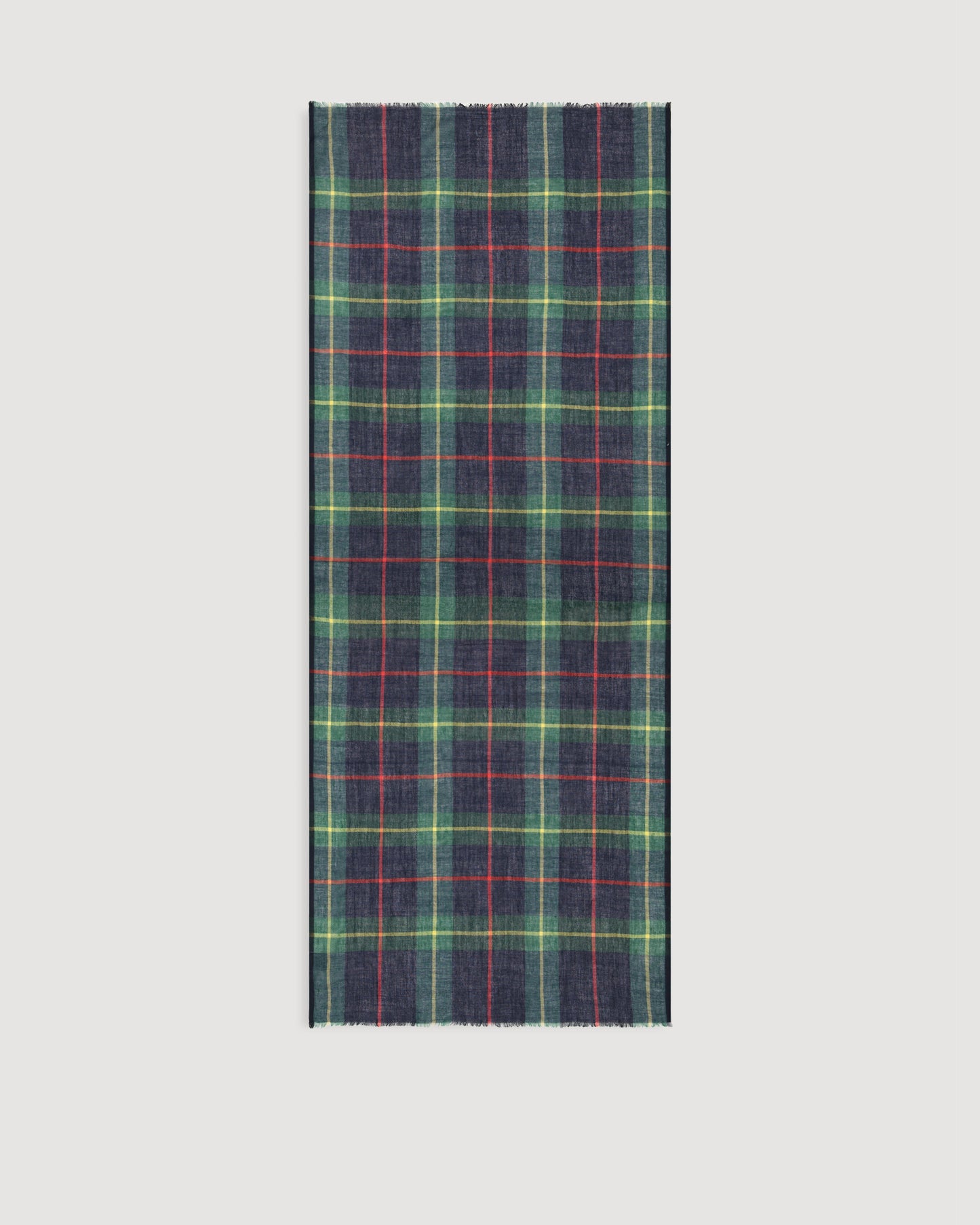 Echarpe Homme en Laine à Carreaux Bleu Marine & Vert Tartan