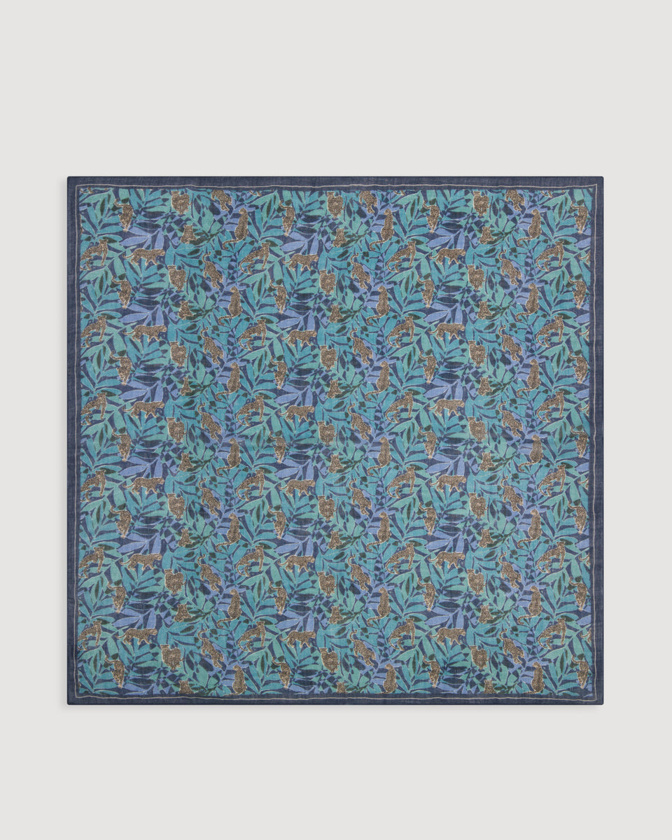 Bufanda Mujer en Lana Estampado Azul selva - Image 3