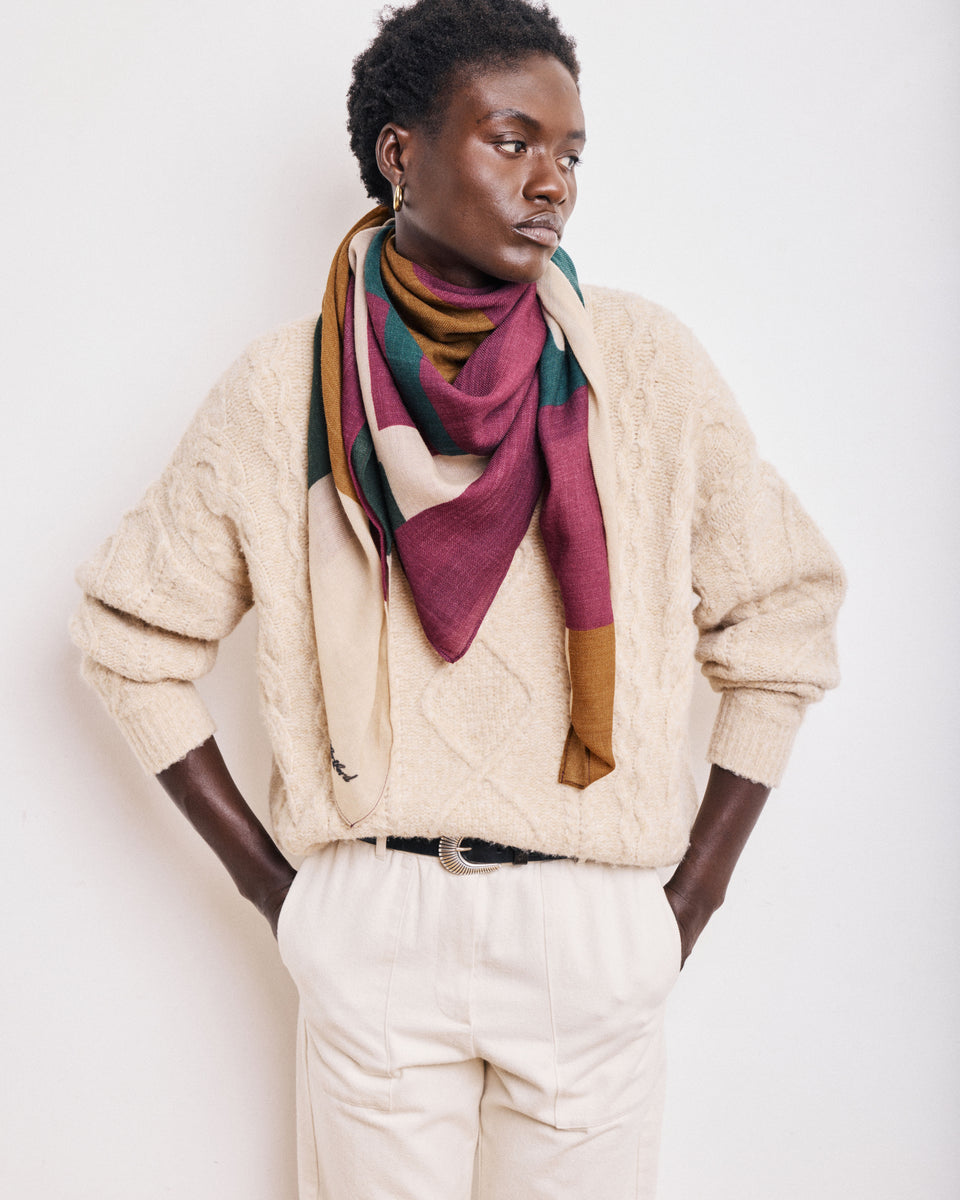 Geometric Women's Multicolor Printed Wool Scarf - Image principale