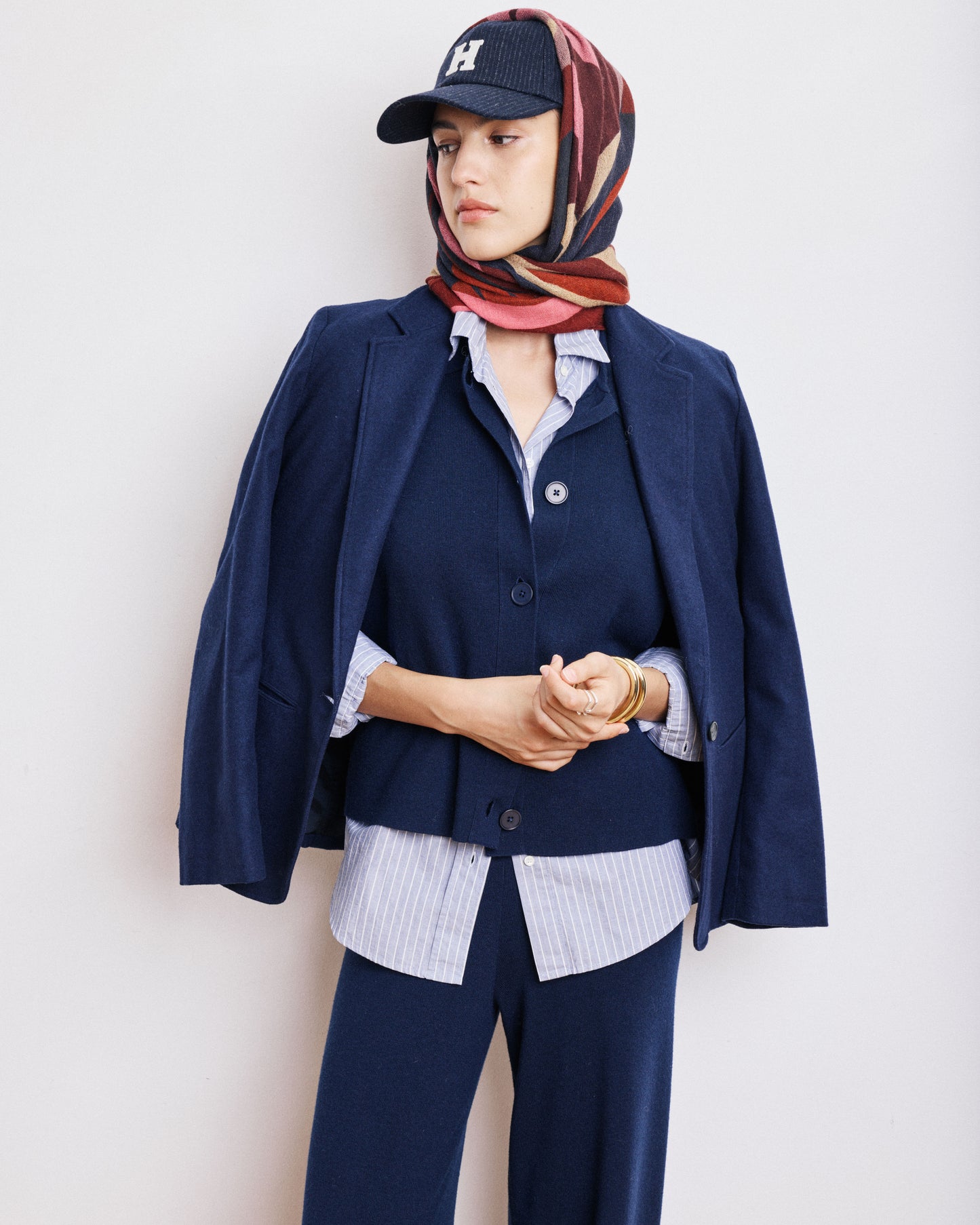 Echarpe Femme en Laine Imprimé Rouge Feuilles