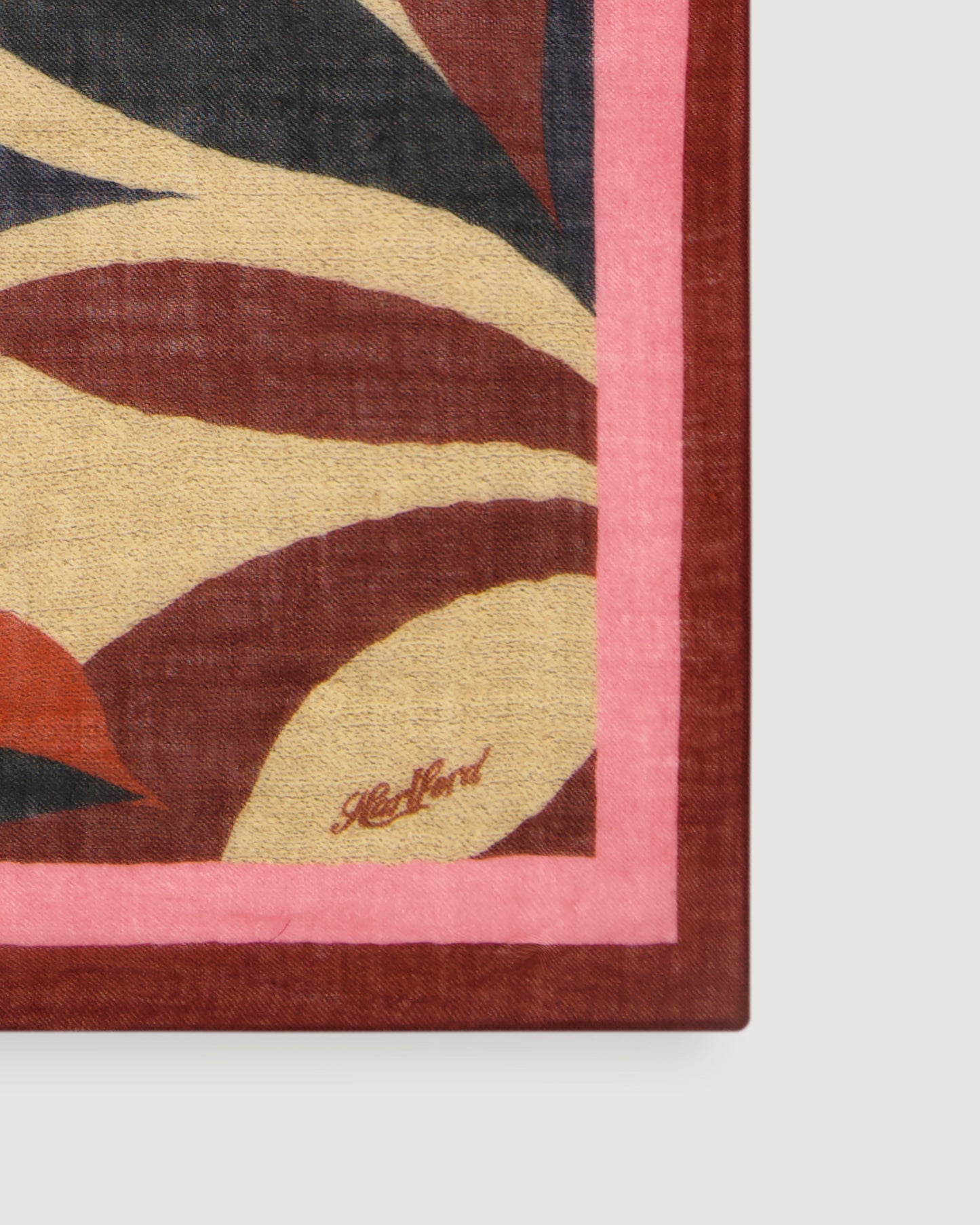 Echarpe Femme en Laine Imprimé Rouge Feuilles