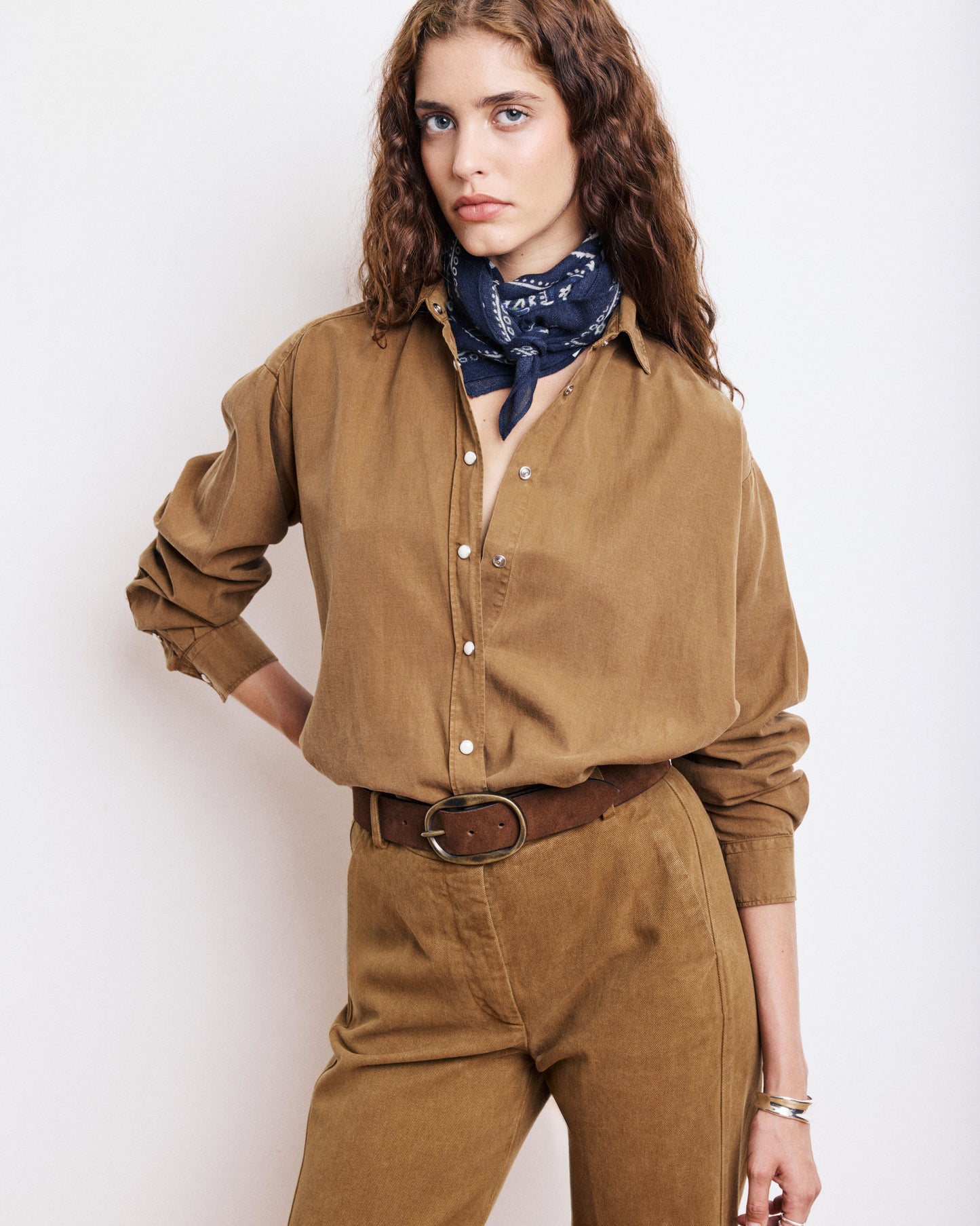 Bandana Femme en Laine Imprimé Bleu Marine