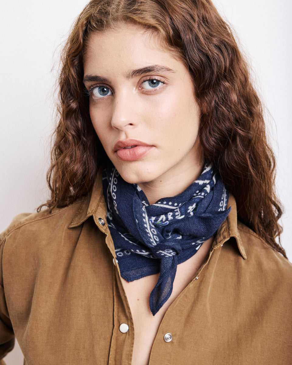 Bandana Women's Navy Blue Wool Scarf - Image alternative