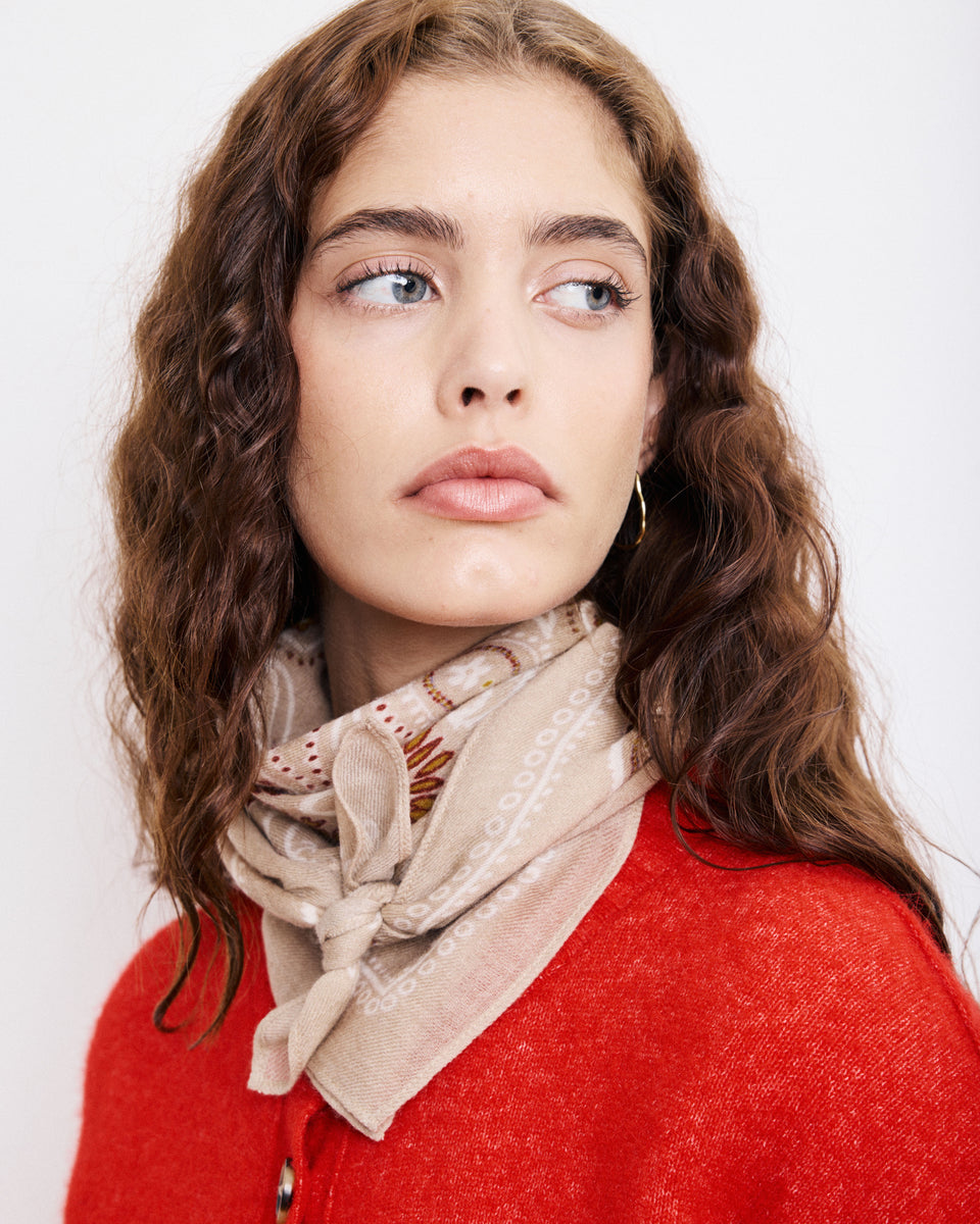 Bandana Women's Beige Wool Scarf - Image alternative