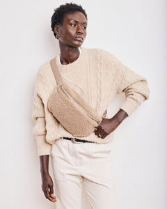 Banane Femme en Fausse Fourrure Bouclée Beige Elvire Bag