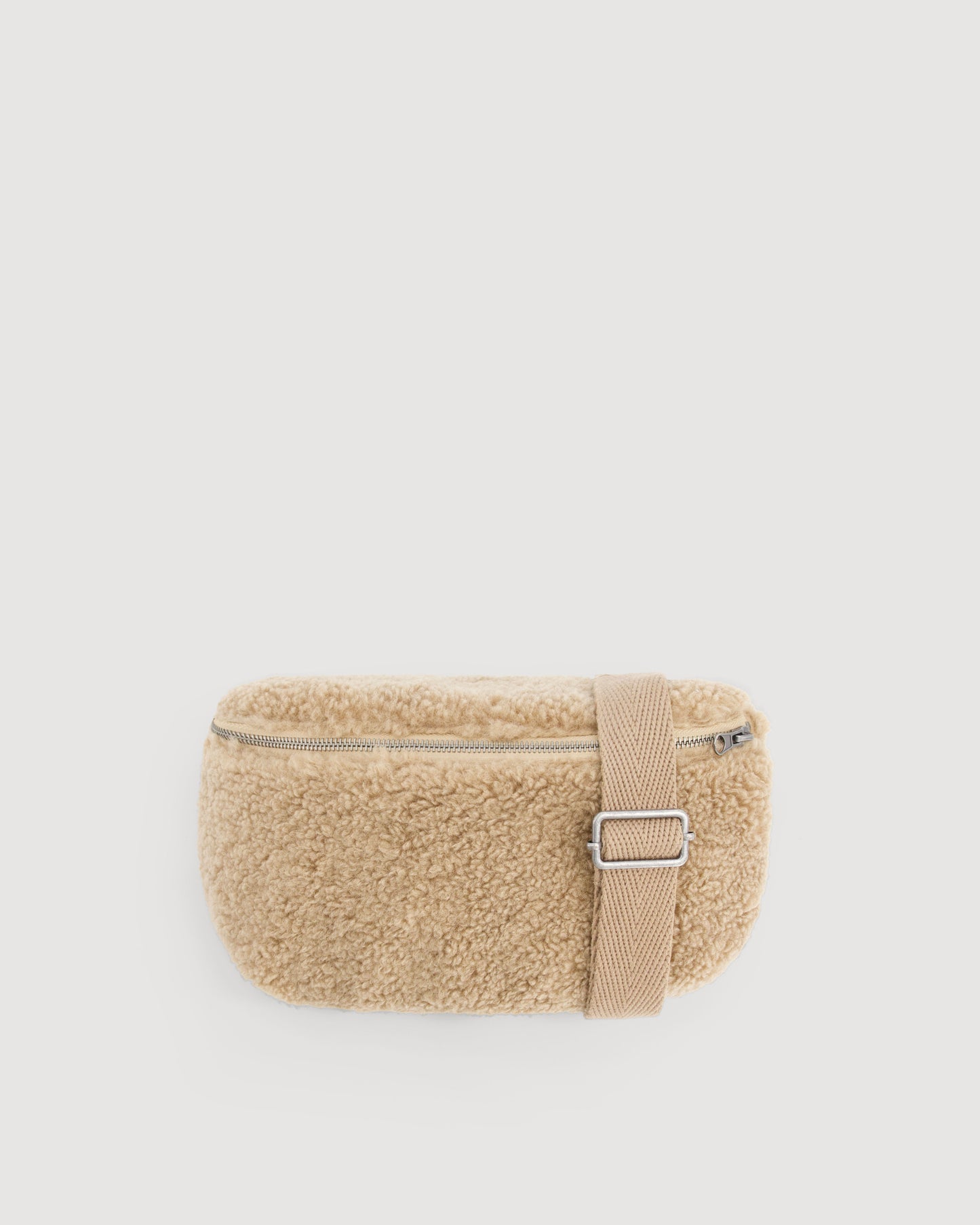 Banane Femme en Fausse Fourrure Bouclée Beige Elvire Bag