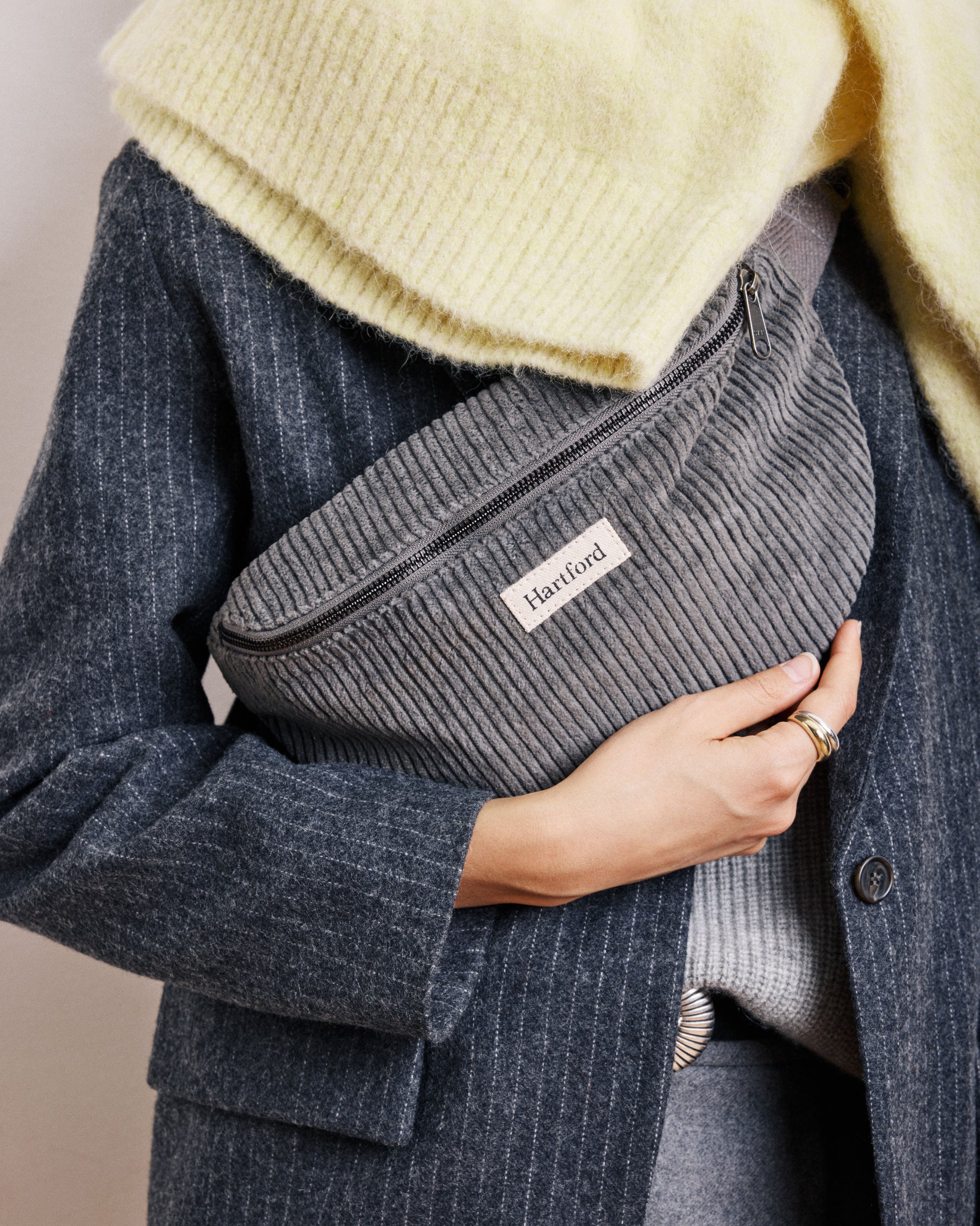 Banane Femme en Velours Côtelé Gris Anthracite Etna Bag
