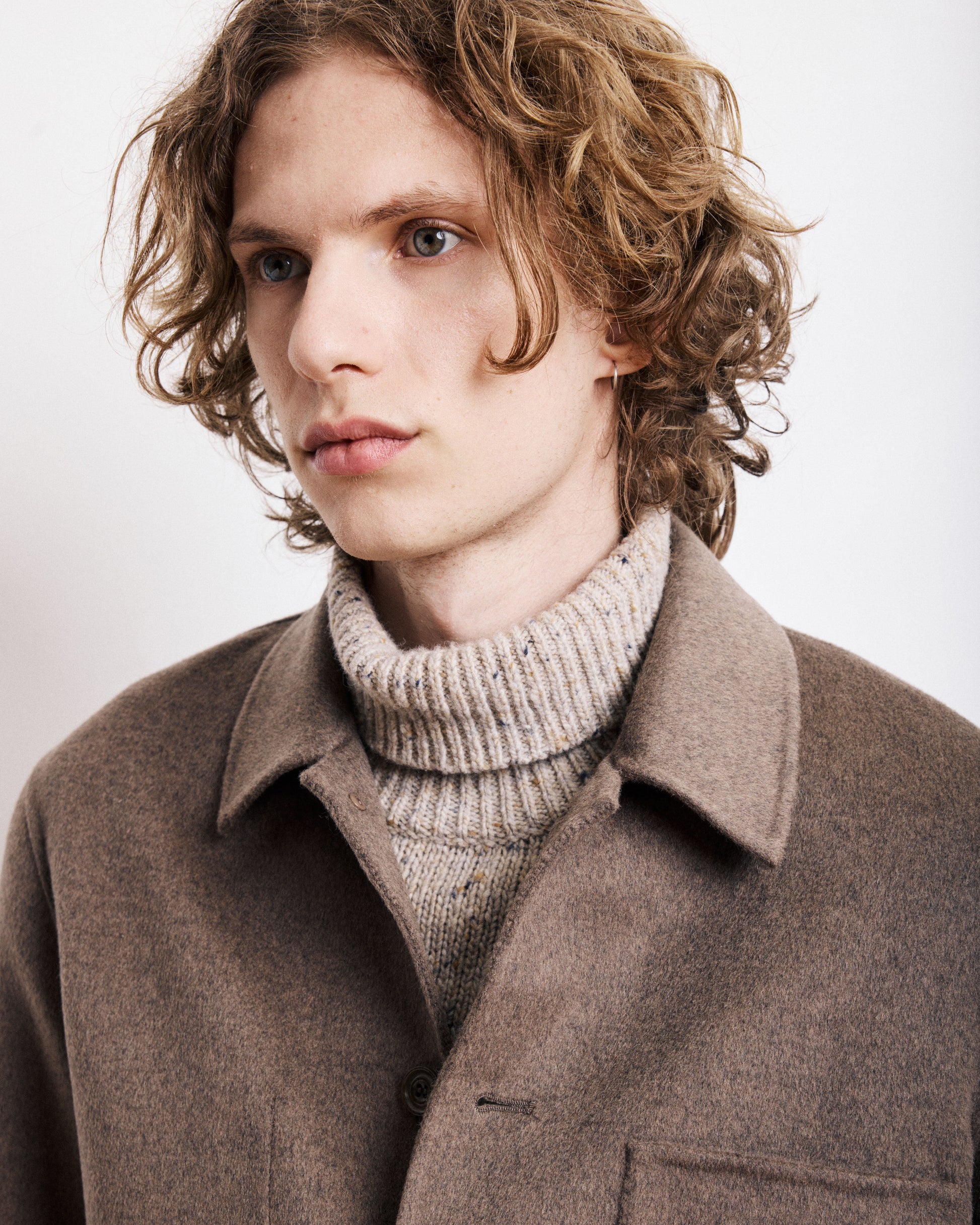 Veste Homme en Laine Double Face Taupe Jay