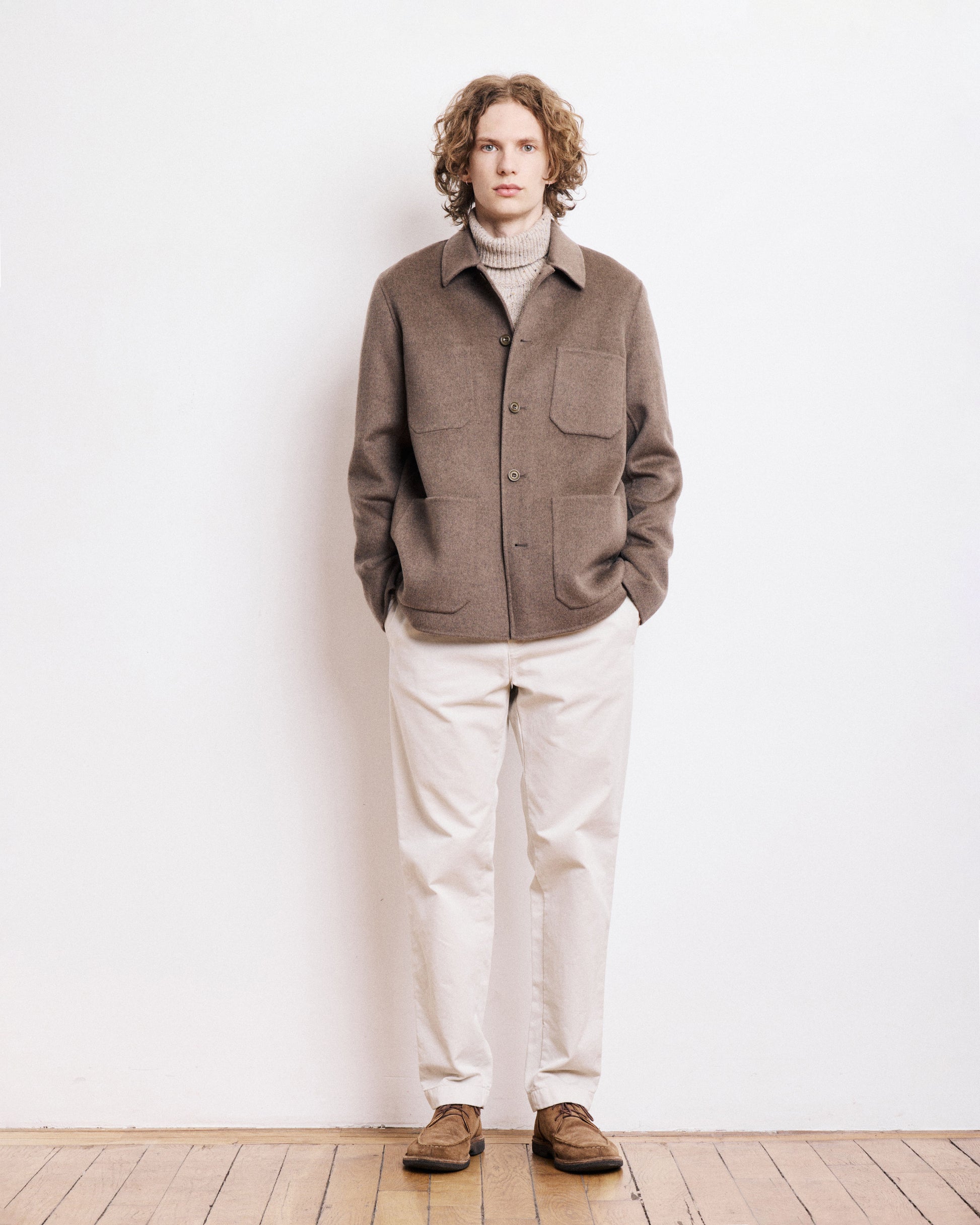 Veste Homme en Laine Double Face Taupe Jay