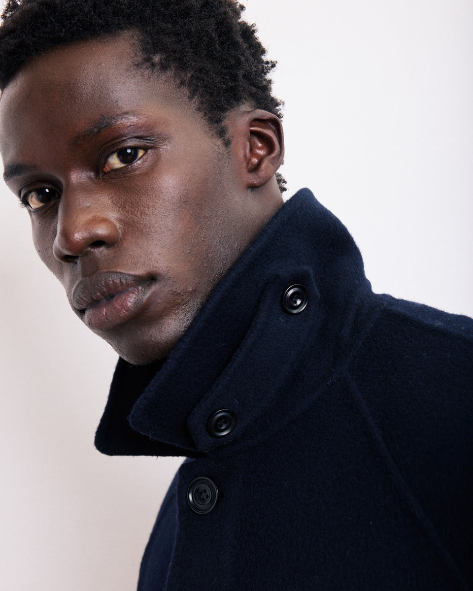 Manteau Homme en Laine Double Face Bleu Marine Graig - Image alternative
