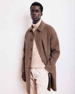 Manteau Homme en Laine Double Face pied-de-poule Marron Graig