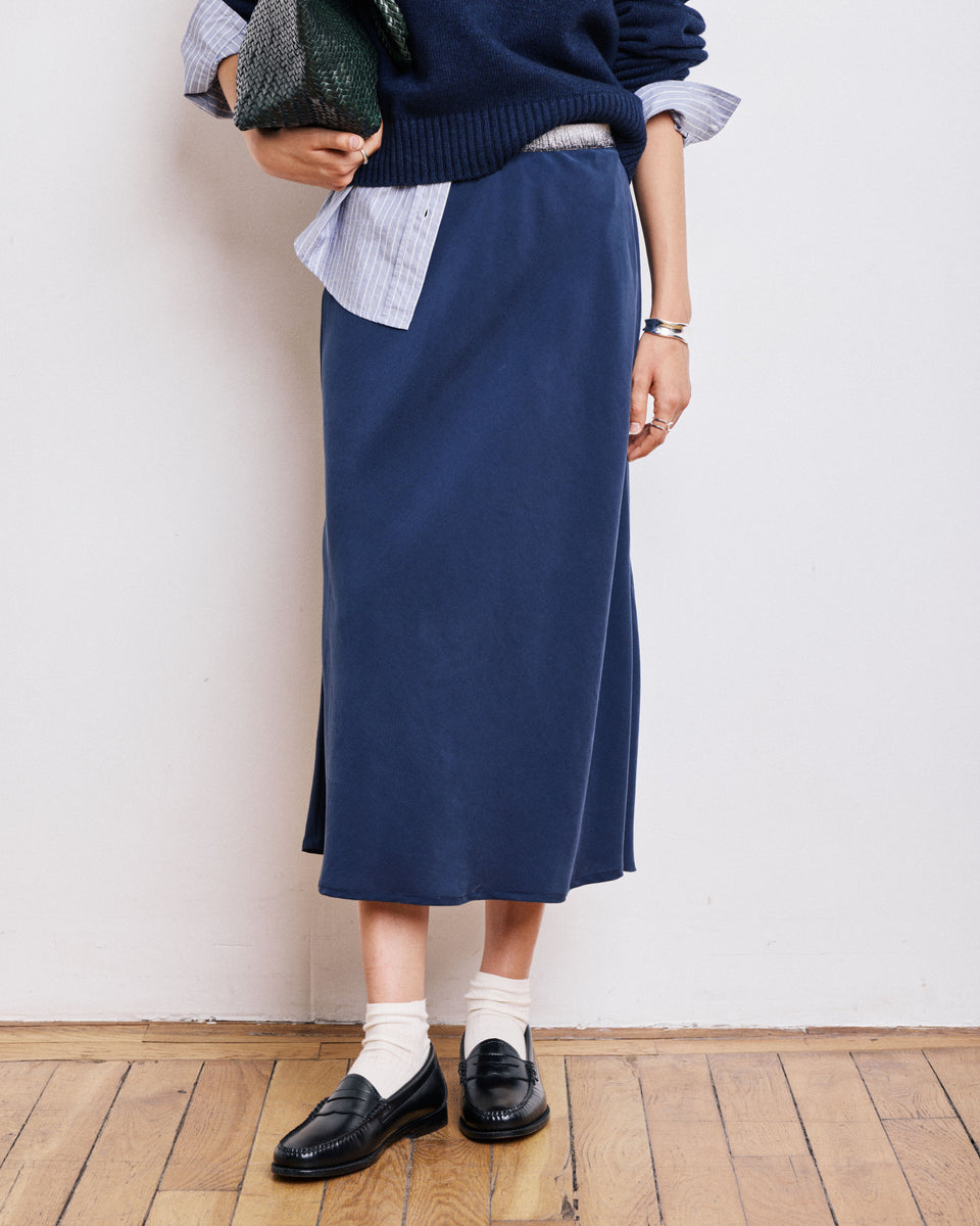Jima Women's Navy Blue Modal Skirt - Image alternative