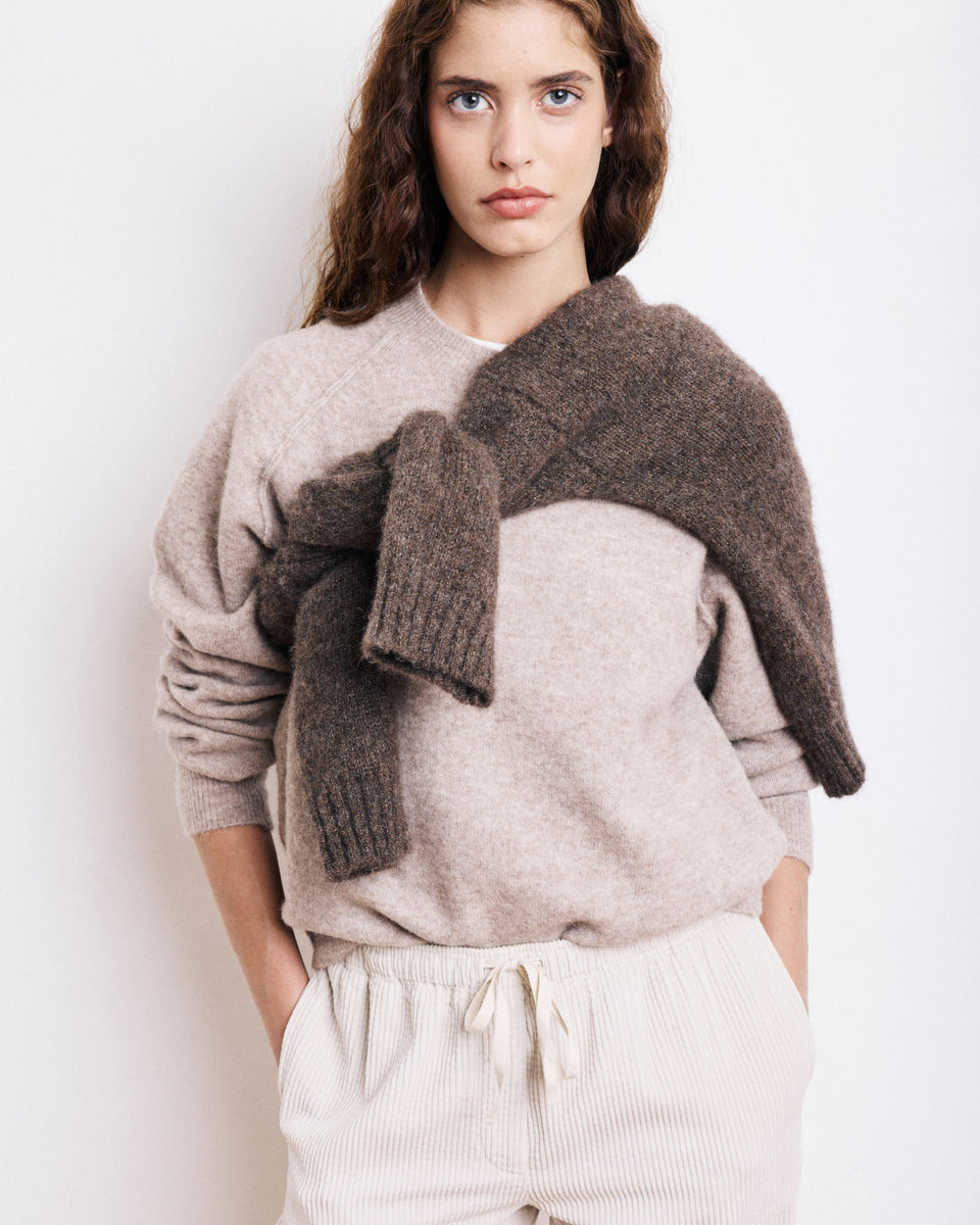 Pull Femme en Alpaga & Laine Mérinos Beige Mazen - Image alternative