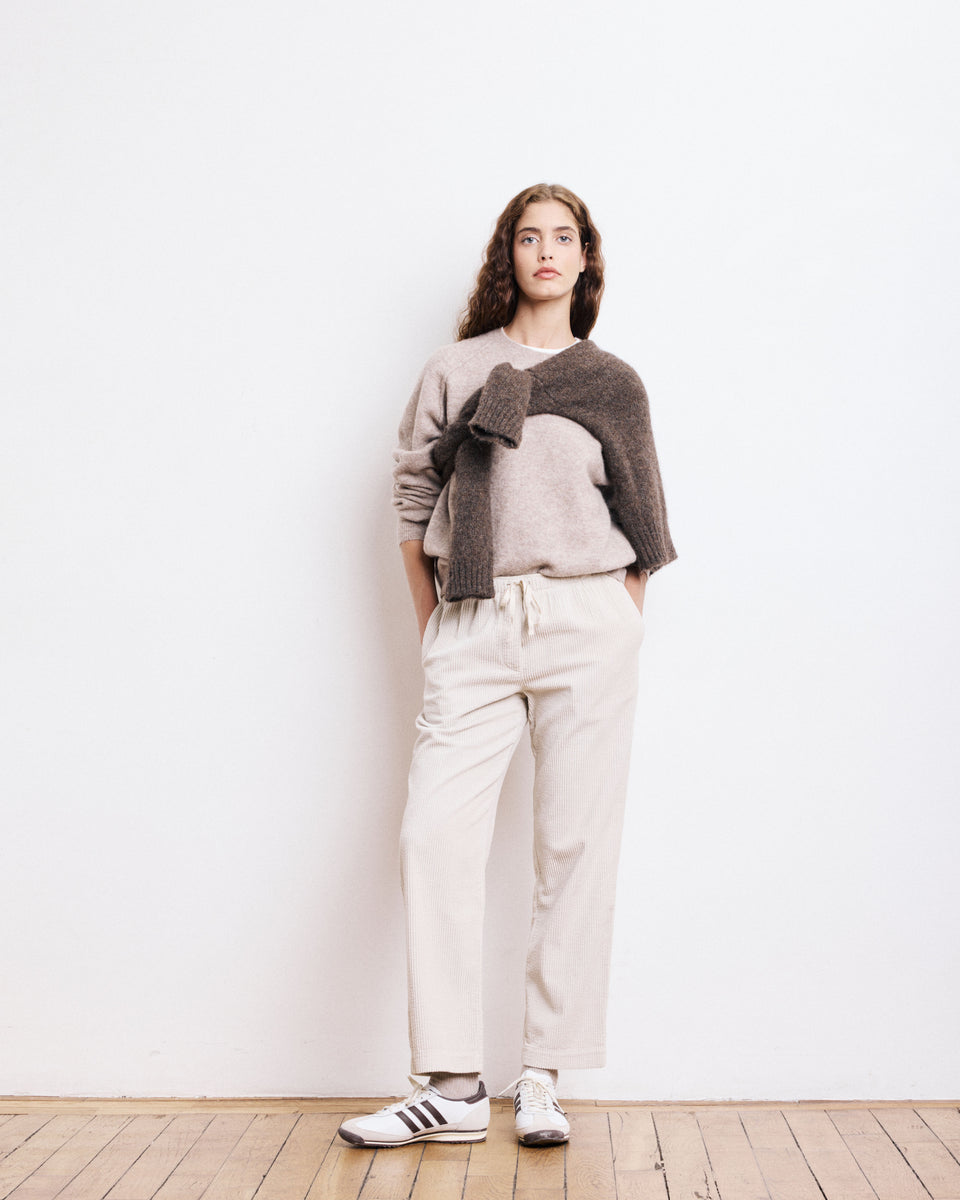 Pull Femme en Alpaga & Laine Mérinos Beige Mazen - Image alternative