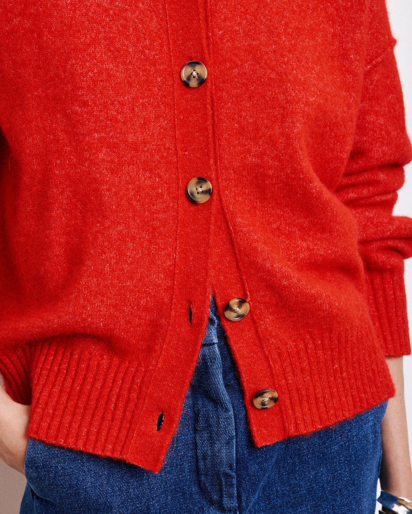 Cardigan Femme en Alpaga & Laine Mérinos Rouge Melis