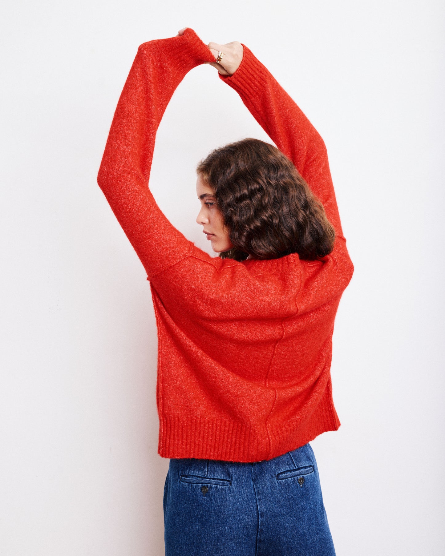 Cardigan Femme en Alpaga & Laine Mérinos Rouge Melis