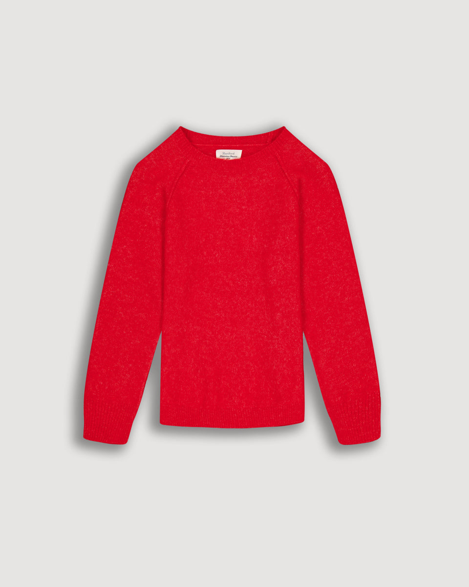 Pull Fille en Alpaga & Laine Mérinos Rouge Mazen - Image principale
