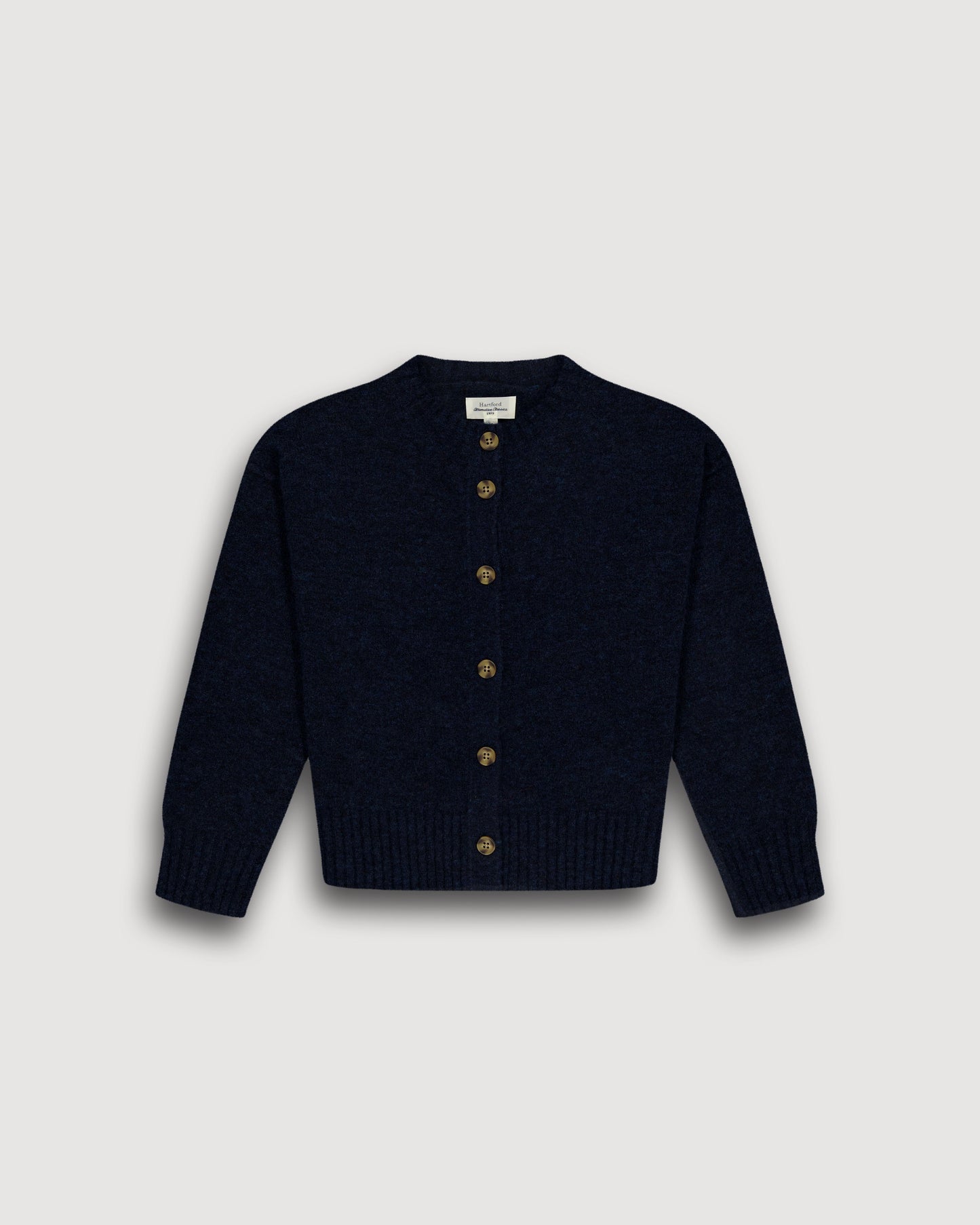 Cardigan Fille en Alpaga & Laine Mérinos Bleu Indigo Melis