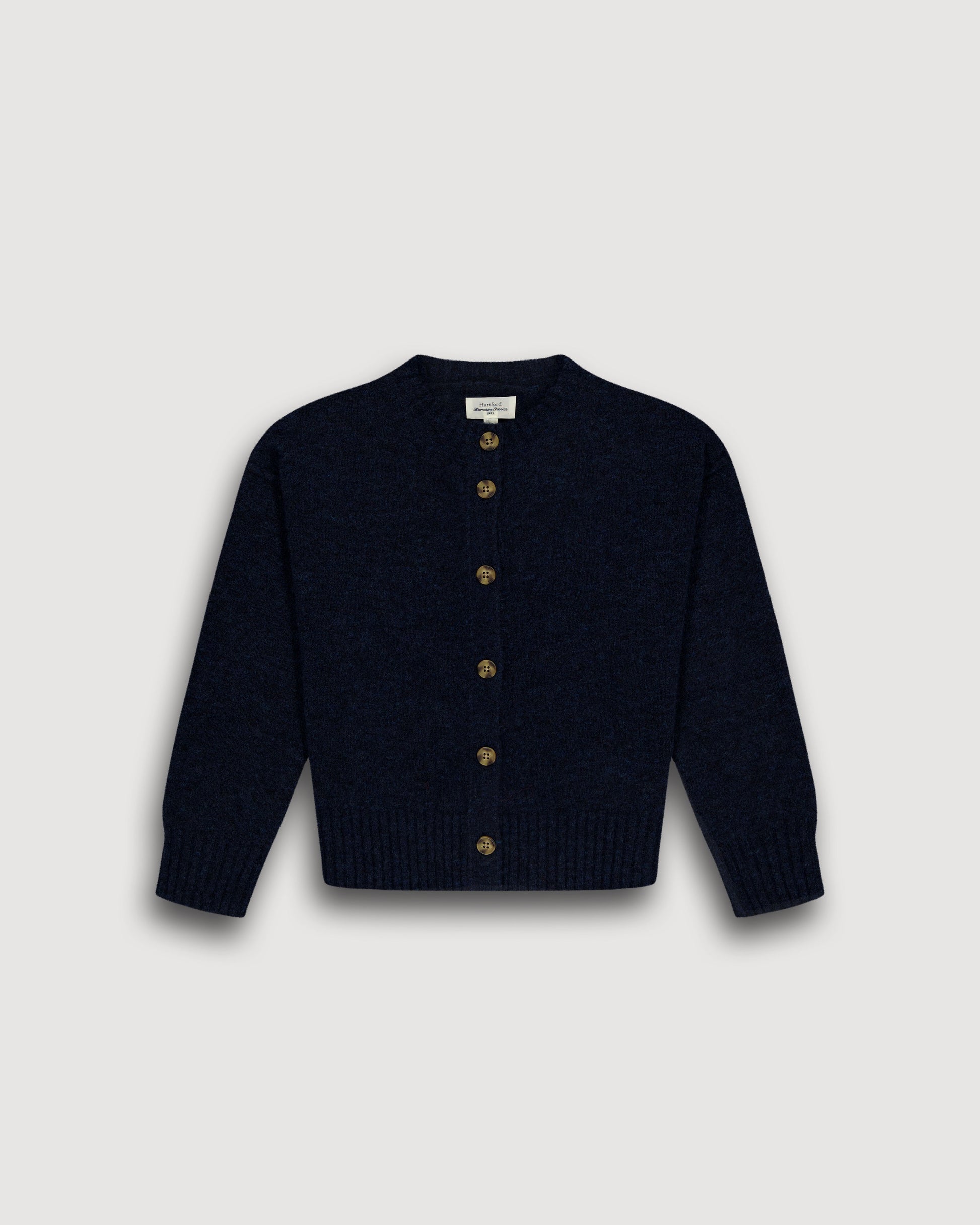 Cardigan Fille en Alpaga & Laine Mérinos Bleu Indigo Melis