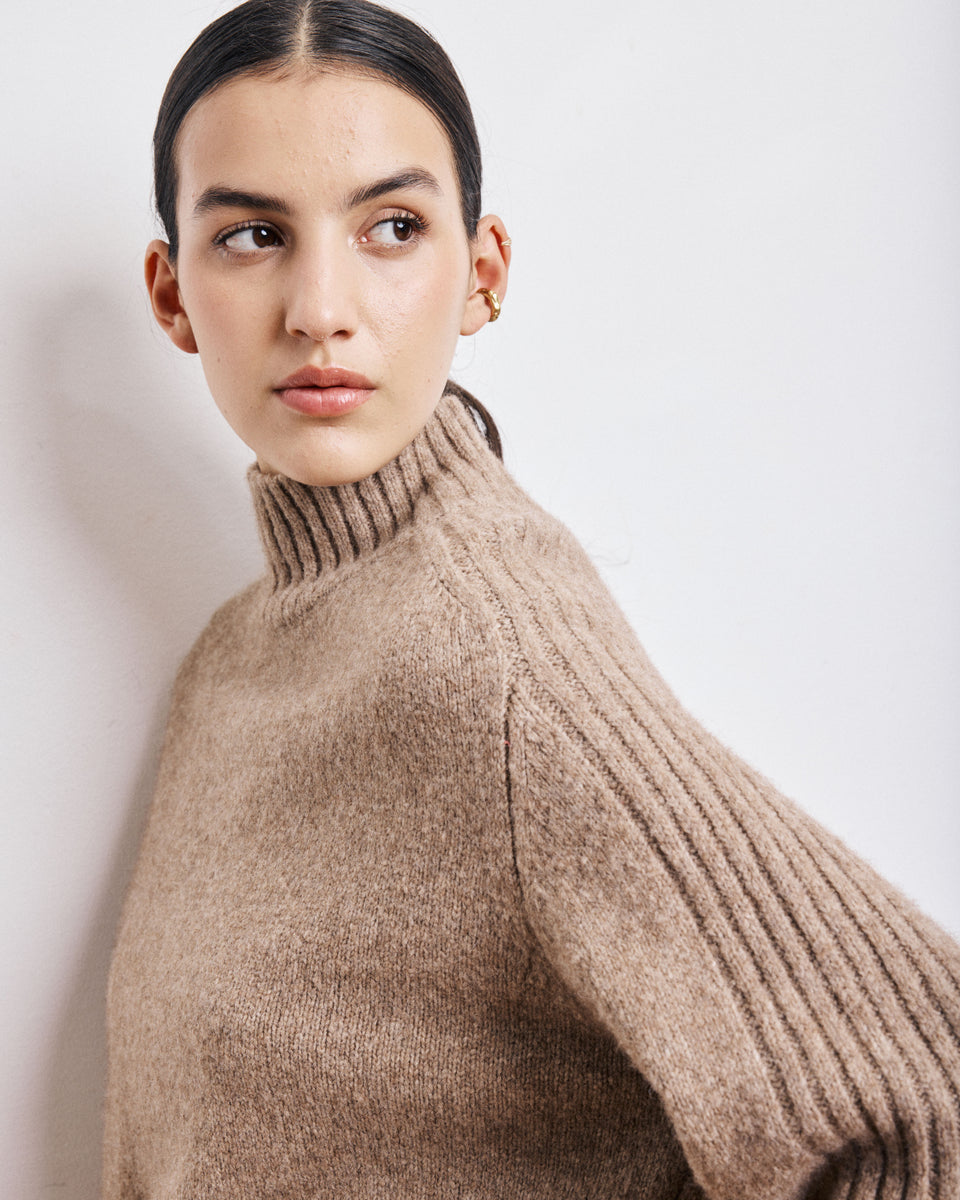 Pull Femme en Yak & Alpaga Beige Myrtille - Image alternative