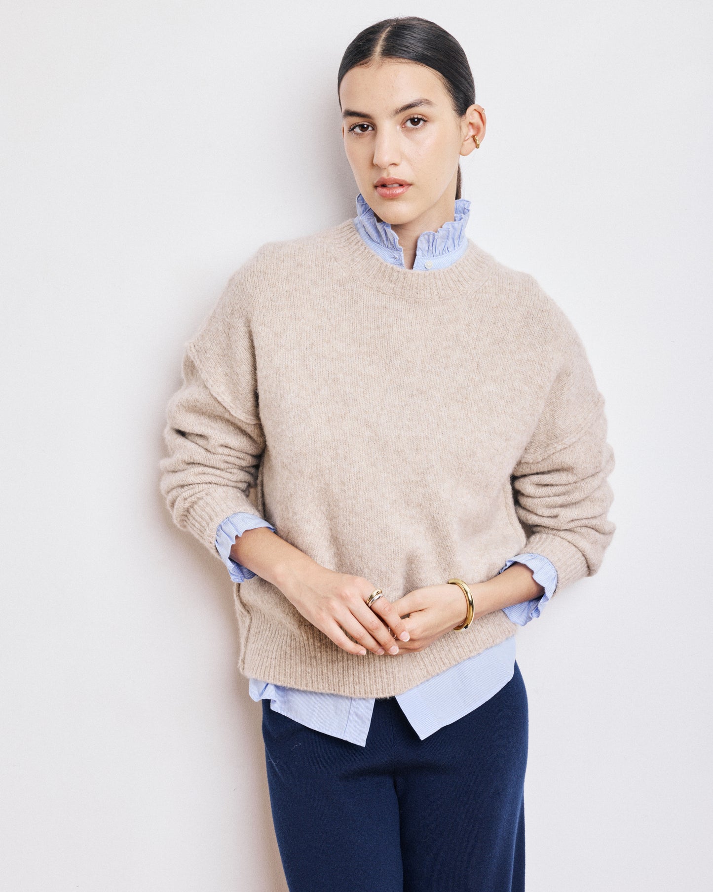 Pull Femme en Yak & Alpaga Naturel Maeva