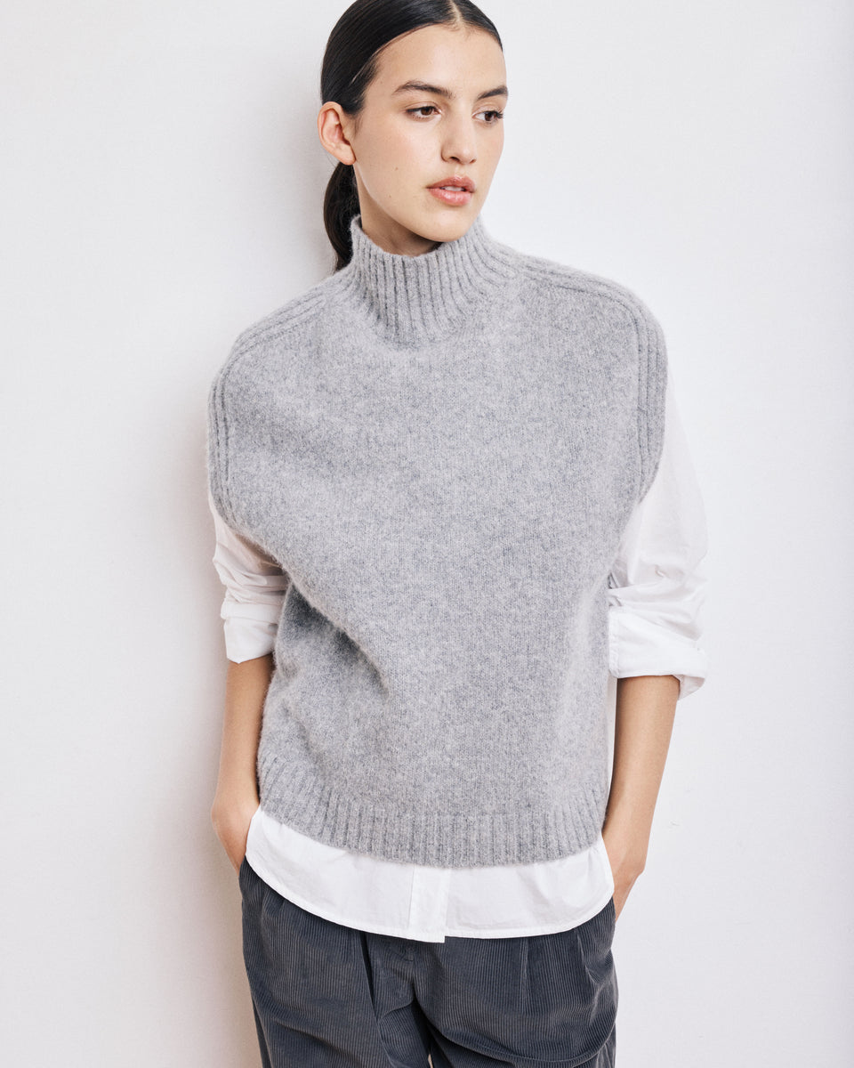 Pull Femme en Yak & Alpaga Gris chiné Mylene - Image principale