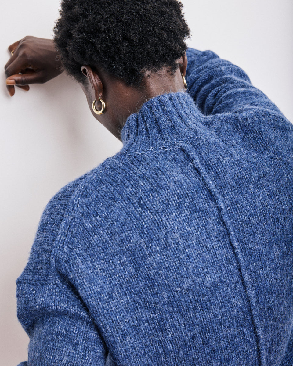 Pull Femme en Laine & Alpaga Bleu Denim Myac - Image alternative