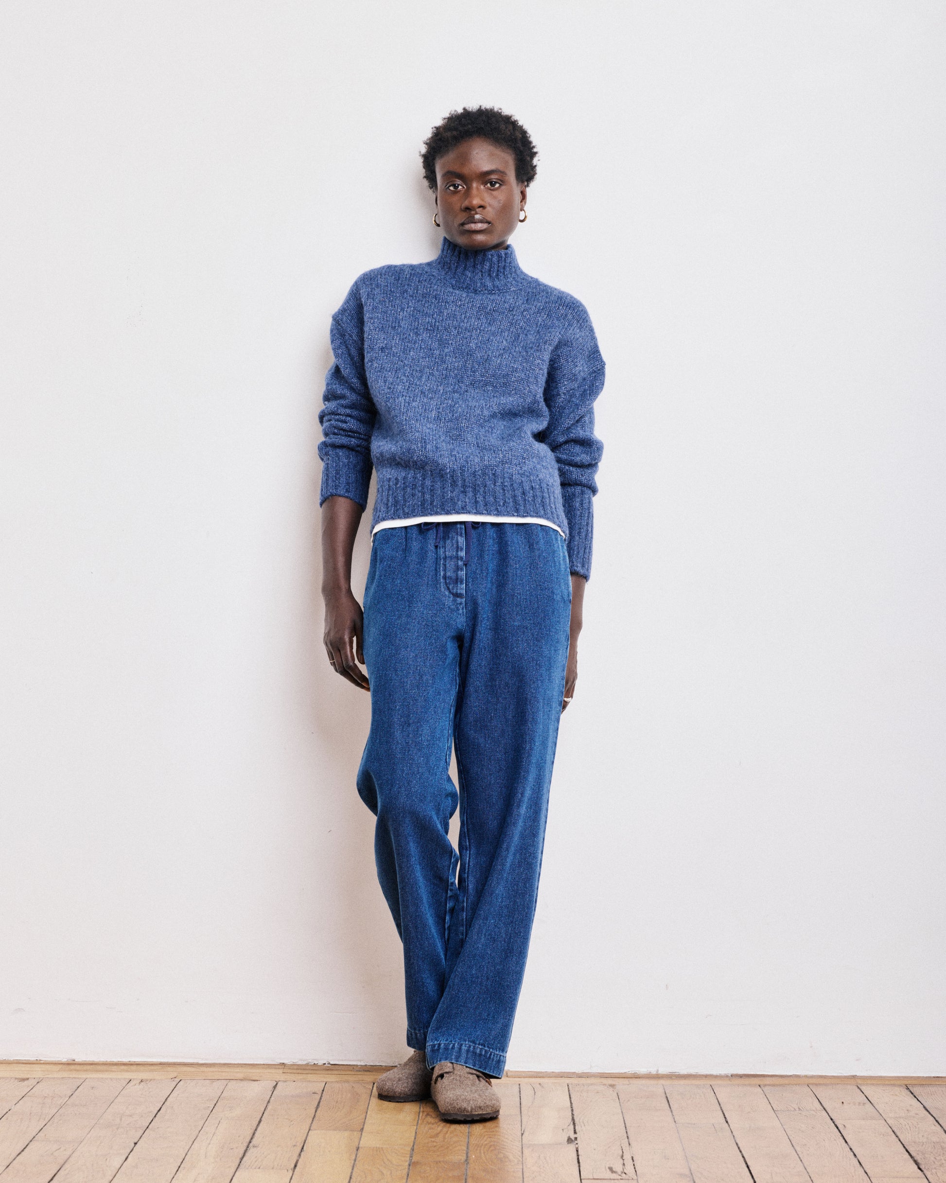 Pull Femme en Laine & Alpaga Bleu Denim Myac