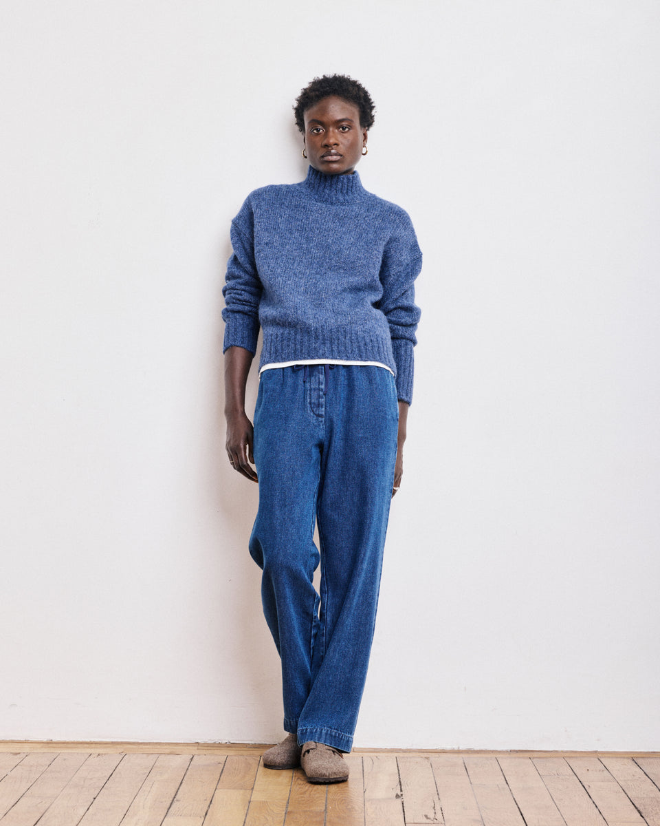 Pull Femme en Laine & Alpaga Bleu Denim Myac - Image alternative