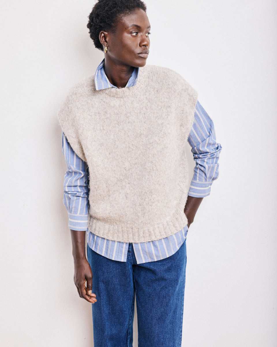Pull Femme en Laine & Alpaga Naturel Mam - Image alternative