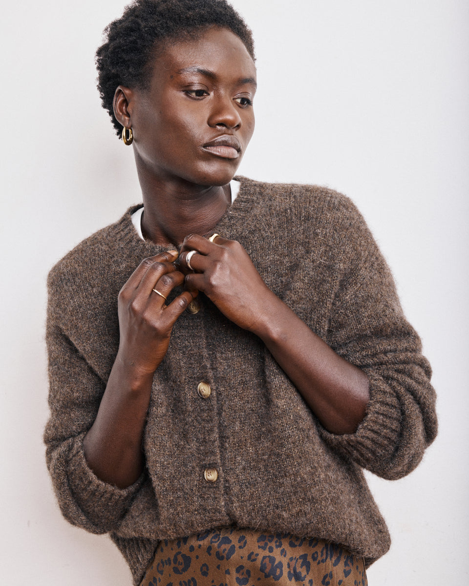 Meja Women's Brown Alpaga & Lurex Sweat - Image principale