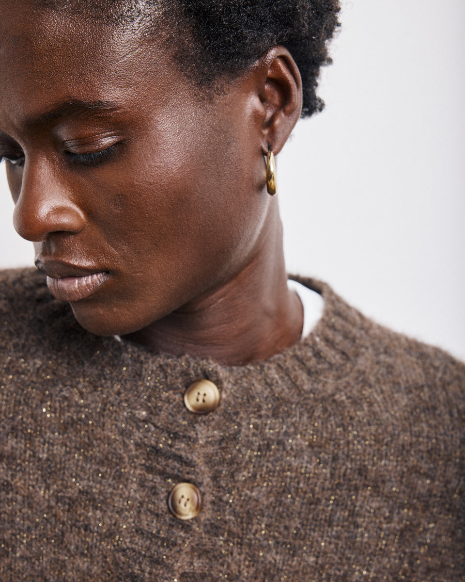 Cardigan Femme en Alpaga & Lurex Marron Meja - Image 3